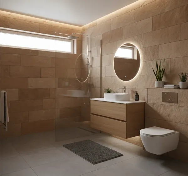 Baño con piedra natural Rubio