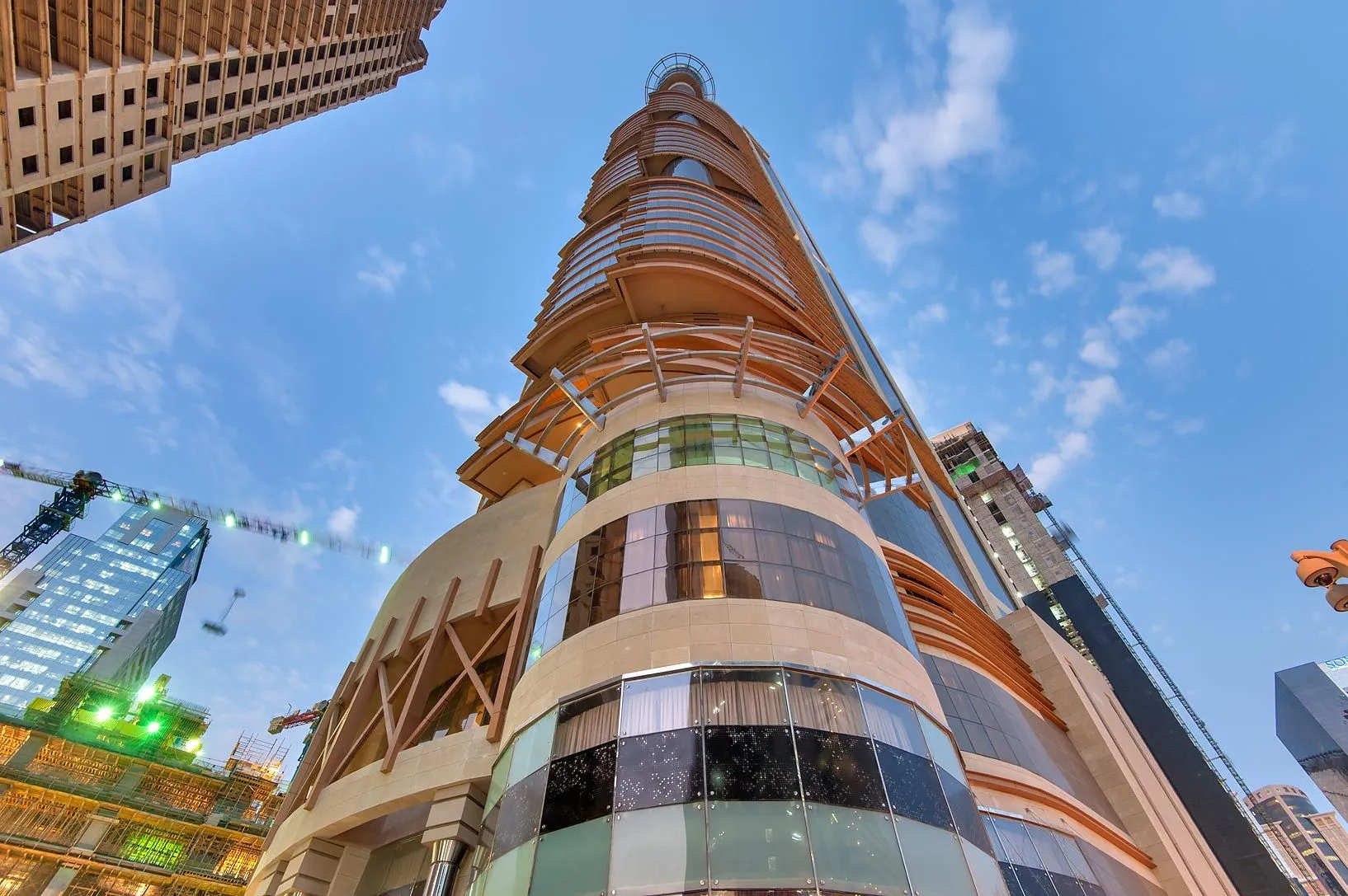 Honed Clara Spanish sandstone facade by Rubio at the Meliá Bin Shamikh hotel in Doha, Qatar